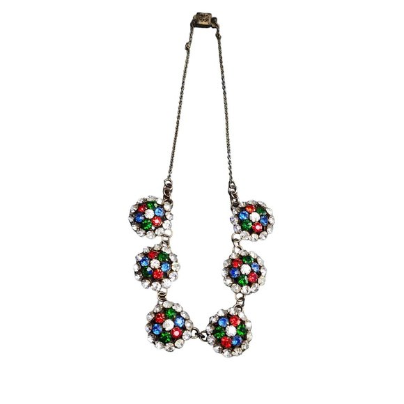 Vintage Possibly Czech Blingy Rhinestone & Brass Parure (A3809) - Picture 5 of 12